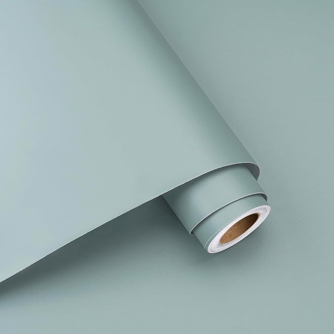 Peel and Stick Blue Contact Paper for Cabinets Haze Blue Contact Paper Vinyl Cabinet Wrap Solid Color Wallpaper Removable 12x120 Inch Solid Color Wallpaper for Cabinets