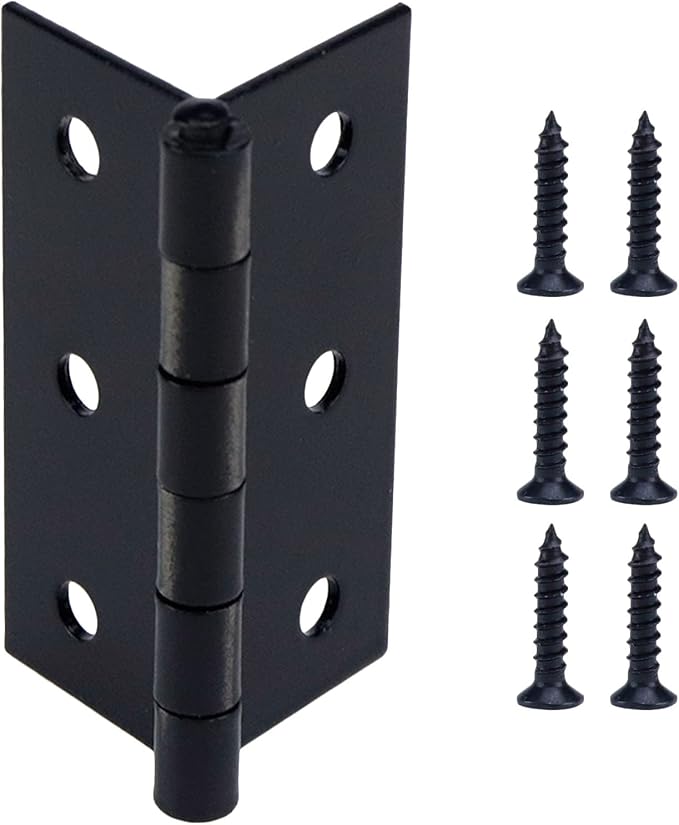 T Tulead Black Door Hinges Iron Cabinet Hinges Door Hardware Interior Door Hinges Gate Hinges Barn Hinges 2-Inch Pack of 12 with Screws
