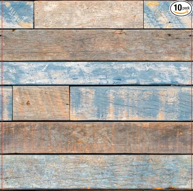 COMSTICKC Peel and Stick Faux Wood Wall Sticker Wall Panels, 10 Pcs of 12" x 12", Ultra-Light Thin PVC 3D Fake Wood Shiplap Self-Adhesive Wall Covering Wallpaper for Interior Farmhouse Decor