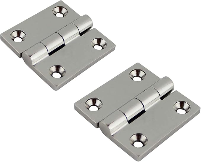 Marine Grade CAST Solid 316 Stainless Steel Mirror Polished Butt Hinges Marine Stainless Steel Heavy Duty/ 1.5" x 1.5" Pair for Boat, RVs