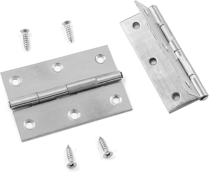20 PCS Stainless Steel Folding Butt Hinges, 2 inch Silver Square Door Hinges with Screws for Wooden Box, Window Wood, Home Kitchen Furniture Hardware (45 x 32 x 1.0mm)