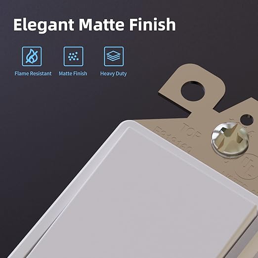 ELEGRP Matte White 3 Way Decorative Light Switch, 15Amp, 120-277 Volt, AC Decors Rocker Paddle Wall Switch Replacement, Self-Grounding, Residential and Commercial Grade, UL Listed (5 Pack)