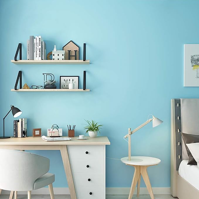 Safiyya 393"x17.7" Peel and Stick Wallpaper Teal Wallpaper Solid Color Teal Contact Paper Temporary Removable Wall Paper for Wall Furniture Cabinet Vinyl Roll