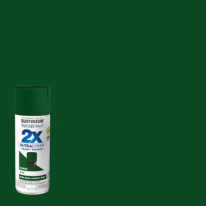 Rust-Oleum 383200-6PK Painter's Touch 2X Ultra Cover Spray Paint, 12 oz, Satin Seaweed, 6 Pack