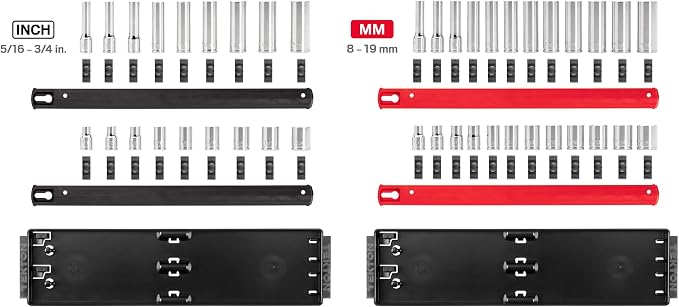 TEKTON 3/8 Inch Drive 6-Point Socket Set, 42-Piece | SHD91218 | (5/16 - 3/4 in., 8 - 19 mm), Shallow and Deep, Socket Rail