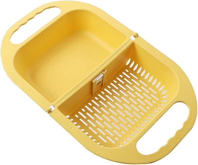 Draining rack Folding Drain Basket Leaking Fruit Box Vegetable Container Drain Rack Sink with Handle Storage Baskets Tools Kitchen Accessories Sink Strainer Basket(A)