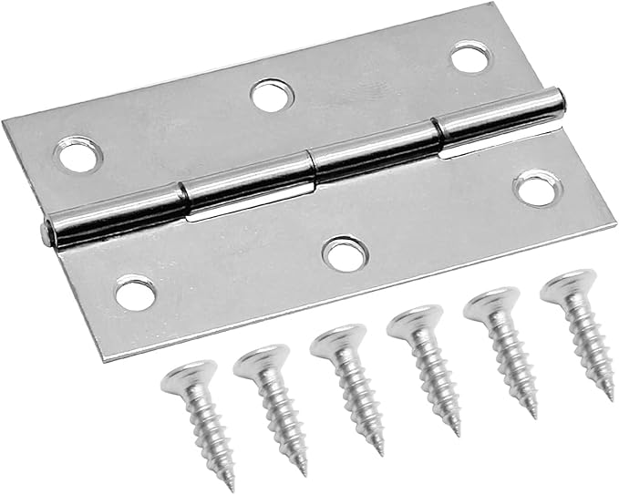Piutouyar 6Pack Butt Hinge 2.5 Inch Mini 304 Stainless Steel Cabinet Hinges - Small Folding Craft Hinges With Mounting Screws for Boxes, Gate, Drawer