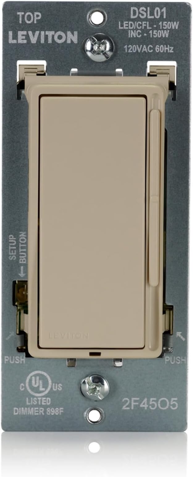 Leviton Decora Slide LED Advanced Dimmer Switch for 150W Dimmable LED, Halogen and Incandescent Bulbs and Fixtures, DSL01-1LI, Ivory