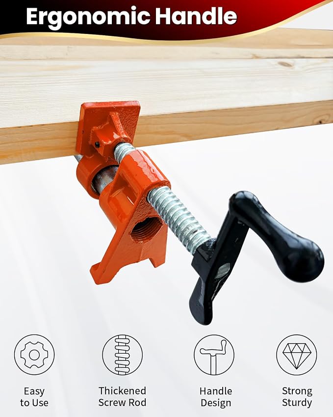 Pipe Clamps 3/4 Inch 6 Pack, Heavy Duty Bar Wood Clamps