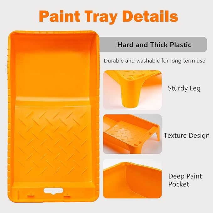 Mister Rui 4 Inch Paint Tray Liners - 20 Disposable Paint Pan Liners with Plastic Paint Tray, Small Paint Trays for Roller Brushes, Ideal for Home Painting, Trim Work, and Touch-Ups