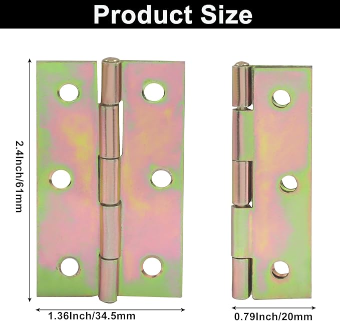 Murtenze 12 Pack 2.5 Inch Door Hinge, Colorful Butt Hinge Ball Bearing Window Outdoor Hinges with Mounting Screws