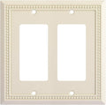 Henne Bery Sunken Pearls Heavy Duty Decorative Wall Plate Switch Plate Outlet Cover, Durable Solid Zinc Alloy (Double Decorator, Light Almond)