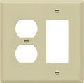 ENERLITES Combination Duplex Receptacle Outlet/Decorator Rocker Light Switch Wall Plate Cover, Midway Size 2-Gang 4.88" x 4.92", Polycarbonate Thermoplastic, UL Listed, 882131M-I, Ivory