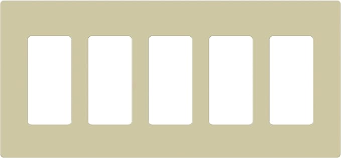 ENERLITES Screwless Decorator Wall Plate Child Safe Outlet Cover, Size 5-Gang 4.68" H x 10.14" L, Unbreakable Polycarbonate Thermoplastic, SI8835-I, Glossy, Ivory