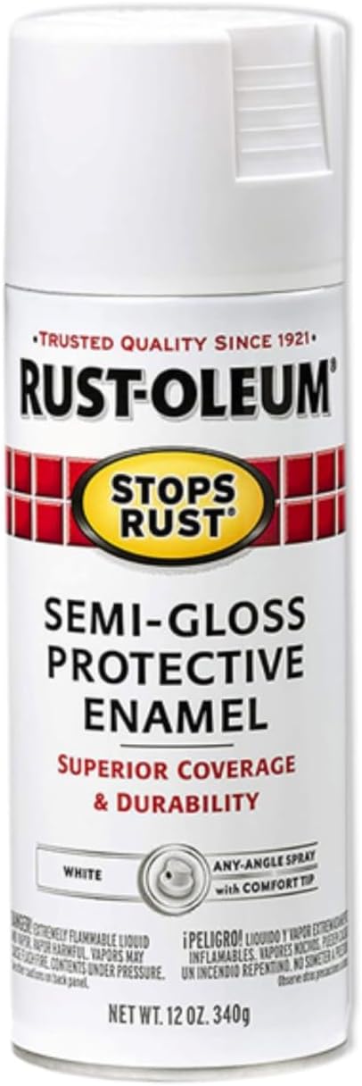 Rust-Oleum 7797830-6PK Stops Rust Spray Paint, 12 oz, Semi-Gloss White, 6 Pack