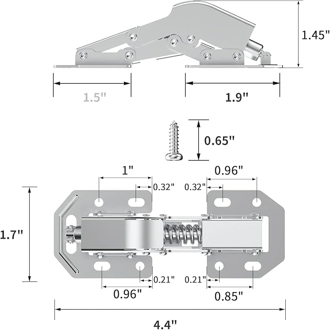 Chibery 20 Pack 90 Degree Soft Close Surface Mount Spring Hinges, Easy Installation No Pre-drilled, Noiseless Frameless Hidden Concealed Kitchen Cabinet Hinge for Cupboard Folded Replacement Hardware