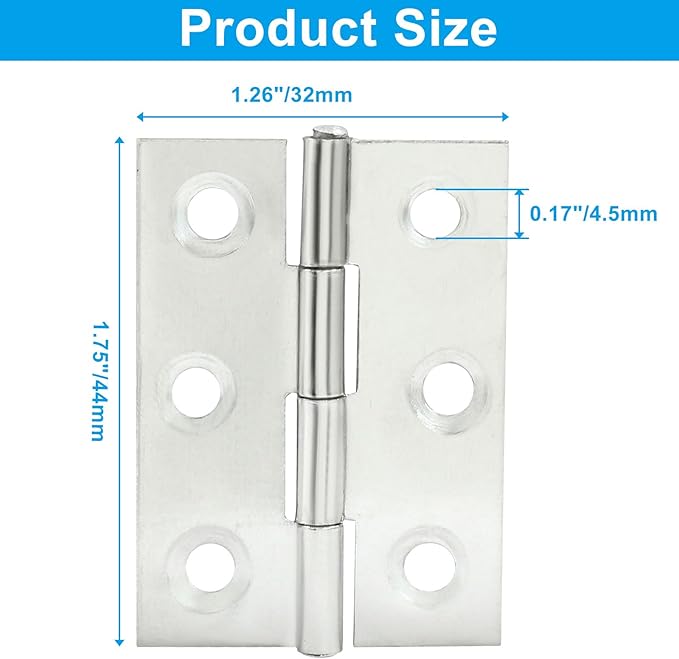 16PCS 2 Inch Stainless Steel Door Folding Butt Hinges, Silver Metal Bisagras para Puertas with Screws for Door, Furnitures, Windows, Cabinet,Cupboard, Dressers