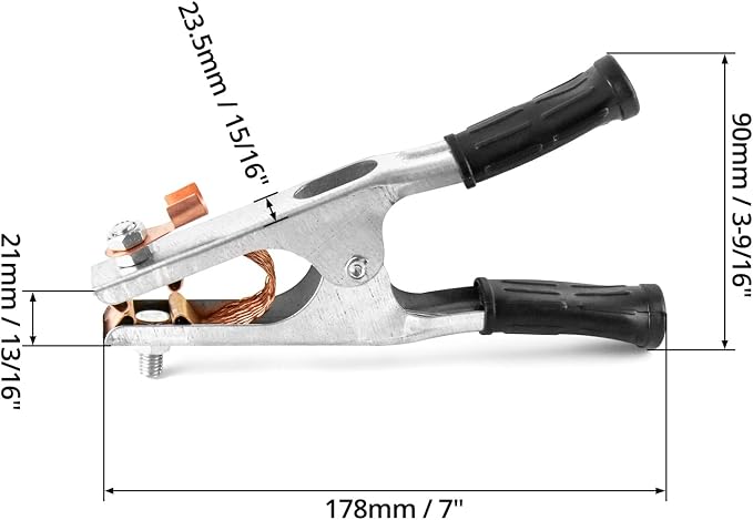 QWORK Copper Welding Ground Clamp, 4 Pack - Electroplated Earth Clip for Manual Welder