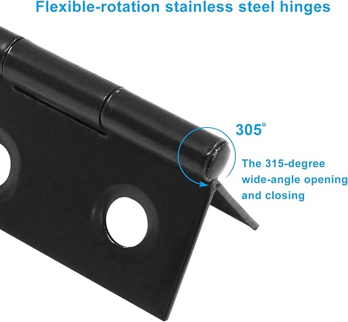 16PCS 2 Inch Stainless Steel Door Folding Butt Hinges, Black Metal Bisagras para Puertas with Screws for Door, Furnitures, Windows, Cabinet,Cupboard, Dressers