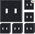 ELEGRP 2-Gang Toggle Switch Wall Plates, Standard Size 4.53" H x 4.57" L Unbreakable Thermoplastic Faceplate Cover for Toggle Dimmer Light Switches, UL Listed (10 Pack, Glossy Black)
