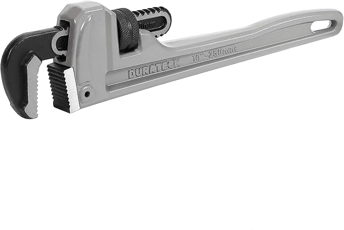 DURATECH 10-inch Aluminum Straight Pipe Wrench, Adjustable Plumbing Wrench | Heavy Duty,Drop Forged, Exceed GGG standard