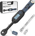 3/8 Torque Wrench Digital (2.21-44.25 Ft. Lb) ±2% High accuracy Digital Torque Wrench 3/8 Drive Ratchet with Buzzer&LED Indicator Track Mode/Universal Joint&6" Xtension Bar for Bike Moto Auto