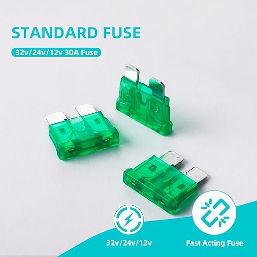 100Pcs 30 Amp Fuses Stanbdard Fuse, 30A Car Fuse Blade for Automotive, Truck, Boat, Motorcycle
