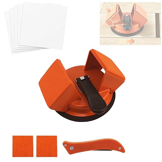 Heavy Duty Floor Gap Fixer Tool with Enhanced Suction Cup - 45° Dual-Sided Striking Surface Floor Gap Repair Tool - Complete Kit with 5 Sticky Pads & Cleaner for Laminate, Vinyl, LVP & Hardwood Floors