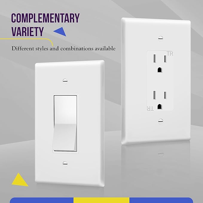 ENERLITES Decorator Light Switch or Receptacle Outlet Wall Plate, Over-Size 1-Gang 5.5" x 3.5", Unbreakable Polycarbonate Thermoplastic, UL Listed, 8831O-W-10PCS, White (10 Pack)