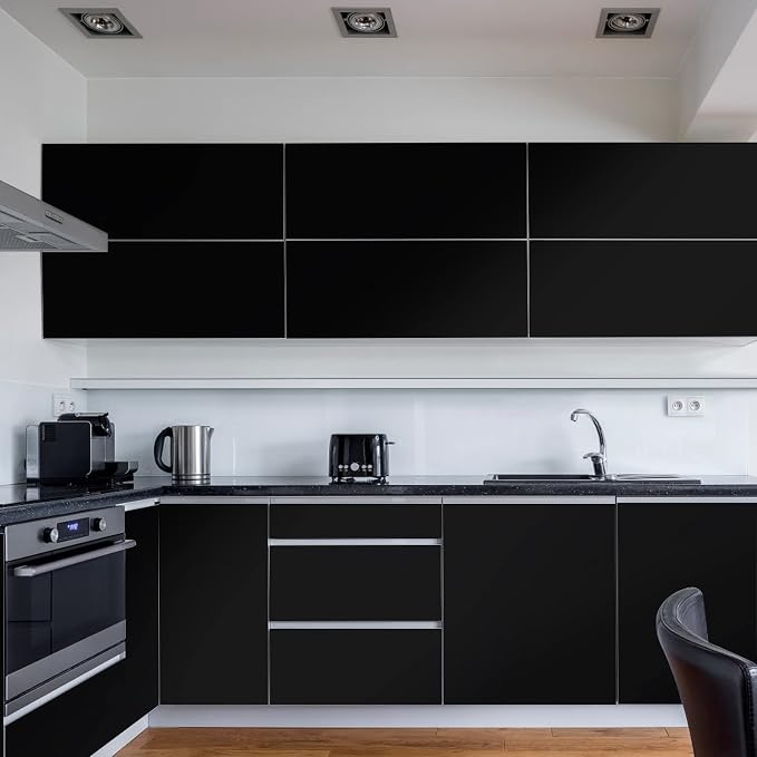 35.4 in x118 in Black Wallpaper Peel and Stick Wallpaper | Shelf Liner Table and Door Reform Decorative