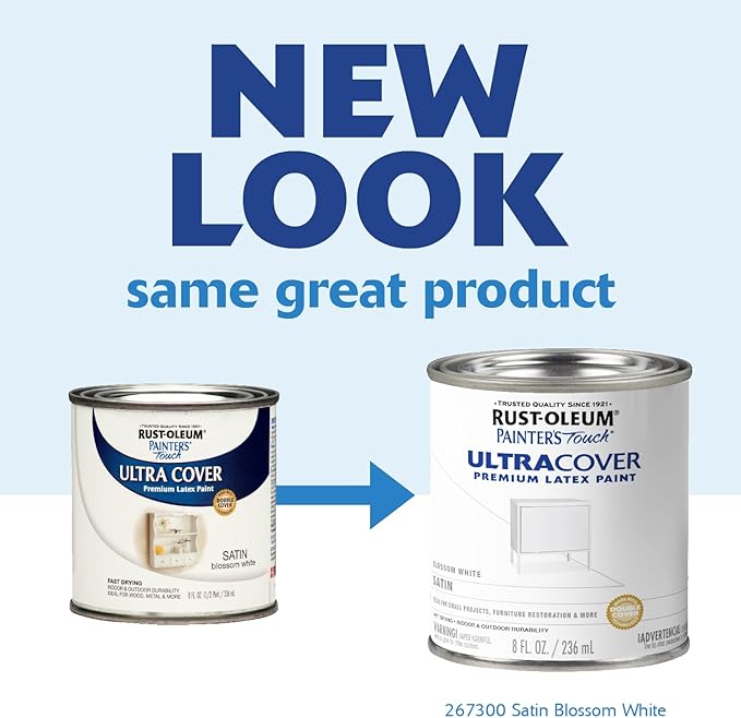 Rust-Oleum 267300-Painter's Touch Latex Paint, 1 Half Pint, Satin Blossom White