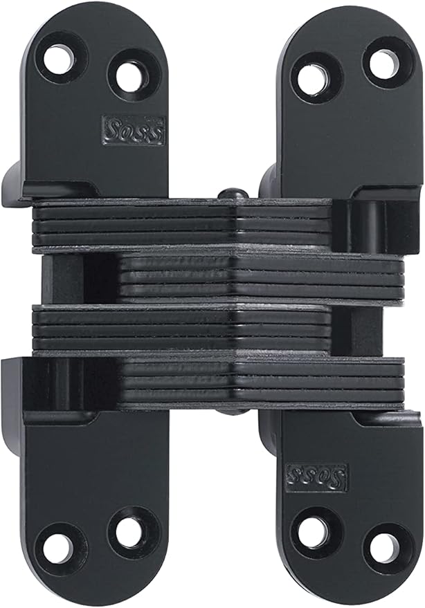 SOSS Invisible Hinge Model 218 for 1-3/4" Thick Material, 20 Minute Fire Rated, Zinc, Black E-Coat Exterior Finish, Model Number 218US19