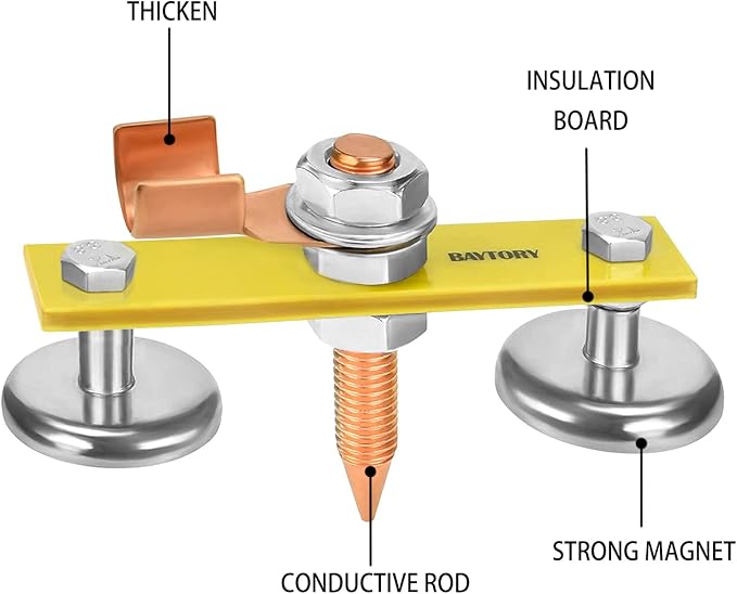 BAYTORY Upgrade Magnetic Welding Support Ground Clamp Tools, 2-Piece Twin Welding Magnet Head, Strong Magnetism Large Suction, Copper Tail Welder Stability Clamps