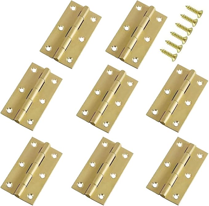 Mini Solid Brass Hinges Cabinet Drawer Butt Hinges for Jewelry Chest Wood Box,1/1.5/2.5Inch,Butt Hinges,8PCS (1.5Inch)