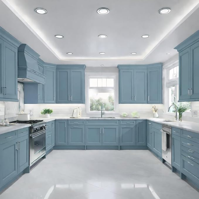ALL-IN-ONE Paint by Heirloom Traditions, Blissful (French Blue), Gallon - Durable cabinet and furniture paint. Built in primer and top coat, no sanding needed. Includes our 30 featured color card.