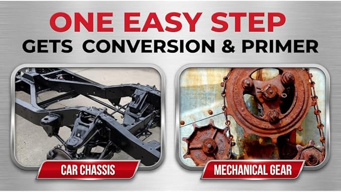 2-in-1 Rust Converter & Metal Primer - Black, Water-Based, Low VOC, Rust Remover for Metal, Reformer & Encapsulator, Ideal for Automotive, Maritime, Car Restoration, Covers up to 1,000 Sqft. Per Gallon. Anti-Rust Inhibitor & Neutralizer with Protection...