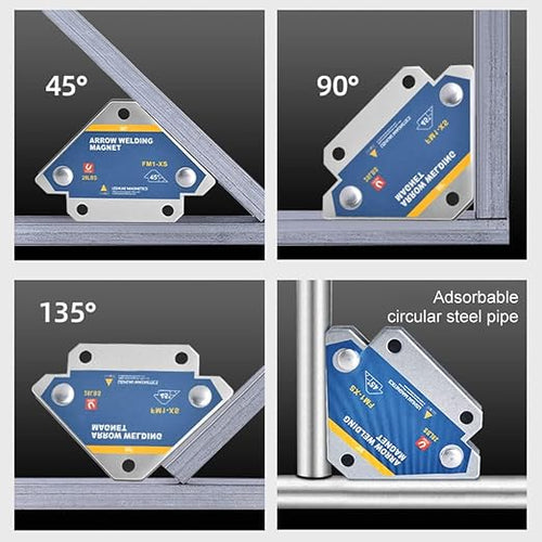 28lb Welding Magnets, Heavy Duty Magents Holder, 4Pcs 3" Strength Strong Magnetic Clamps Arrow Holder Metal Working Mig Tools and Equipment 45, 90, 135 Degree Angle in Soldering, Marking Off, Pipe