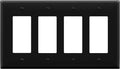 ENERLITES Quadruple Decorator Switch Cover, Four Outlet Wall Plate, Glossy Finish, Mid-Size 4-Gang 4.88" x 8.58", Unbreakable Polycarbonate Thermoplastic, UL Listed, 8834M-BK, Black