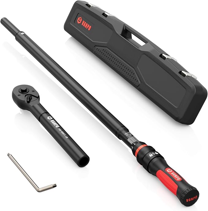 VANPO Torque Wrench 3/4 Inch Drive 100-800 Ft-Lb, 48" Length, ±3% Accuracy | Heavy Duty for Truck, Construction & Agricultural Equipment, Click Style, Dual Direction, TPR+ABS Handle, with Carring Case