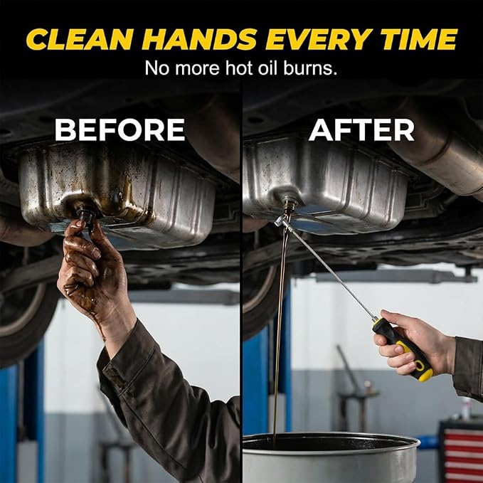 Magnetic Oil Drain Plug Removal Tool, 2026 New Oil Filter Removal Wrench Oil Change Tools, Anti Scald Magnetic Sump Plug Pick Up Tool without Getting Burned by Hot Oil (1)