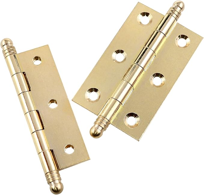 Lovelysp Folding Butt Hinge Brass Door Hinges Polished Butt Hinge with Mounting Screws Furniture Folding Hinges Hardware 2.5 inches 2PCS (Gold)