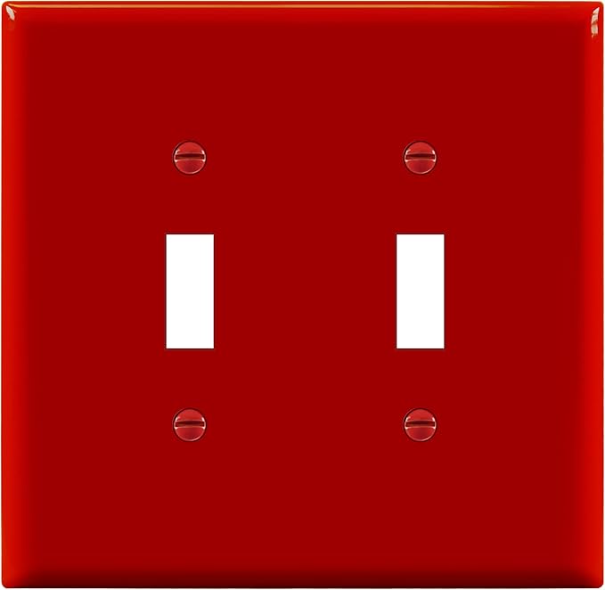 ENERLITES Toggle Light Switch Wall Plate, 2-Gang 4.88" x 4.92", Mid-Size, UL Listed, 8812M-R, Red