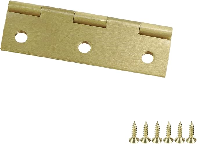 Mcredy 4 Pcs 2.5 Inch Brass Cabinet Hinges Gold Butt Hinge Wooden Box Door Hinges with Screws for DIY Crafts Projects