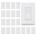 ELEGRP 3 Way Decorator Light Switch, 15Amp, 120-277 Volt, AC Rocker Paddle Wall Switch Replacement, Self-Grounding, Residential Grade, Screwless Wall Plate, UL Listed (20 Pack, Glossy White)
