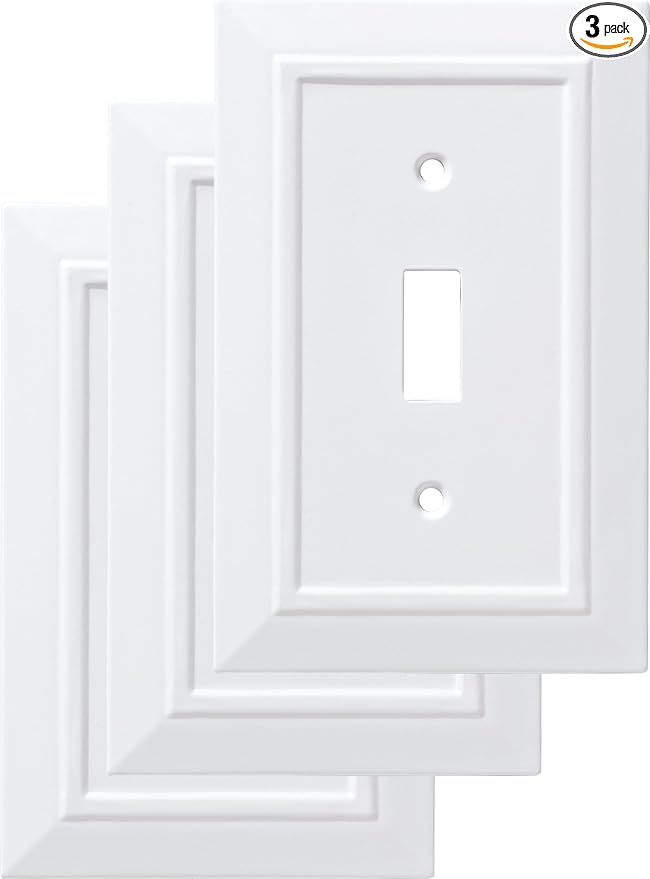 Franklin Brass Classic Architecture (3-Pack) Decorative Light Switch Cover Wall Plate Pure White 1-Gang Toggle Electrical Outlet Guard W35241V-PW-C