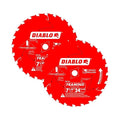 Diablo Framing Saw Blade with Perma-Shield - 2-Pack Tracking Point Tooth Design for Efficient Cutting - 7-1/4" x 24-Tooth - D0724A