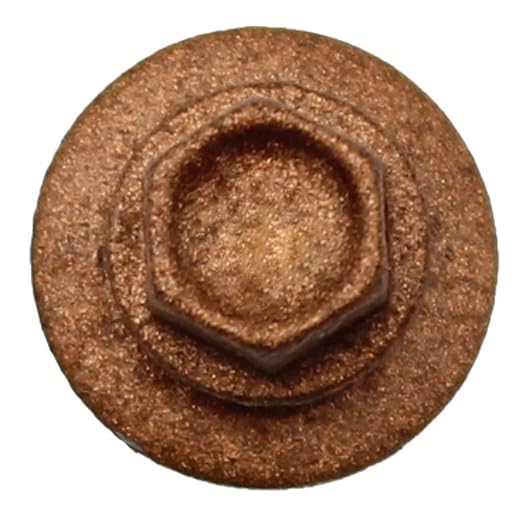 10 x 1 Copper Metal Roofing Screws - Hex Washer Head- Self-Starting/Tapping - EPDM Washer. 1 Bag - 250 Screws