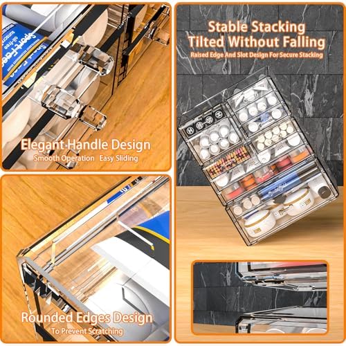 Small Make up Organizers and Storage with 4 Drawers,Clear Skincare Organizers,Cosmetic Storage for Dresser Top Organizer,Bathroom,Vanity,Countertop Makeup Organizers for Skin Care and Beauty Organizer