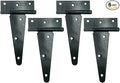 HLMOptimo Heavy Duty T Hinge Tee T Strap Shed Gate Barn Fence Door Hinge Wrought Rustproof All Size Black (4 pcs, 6 inch)