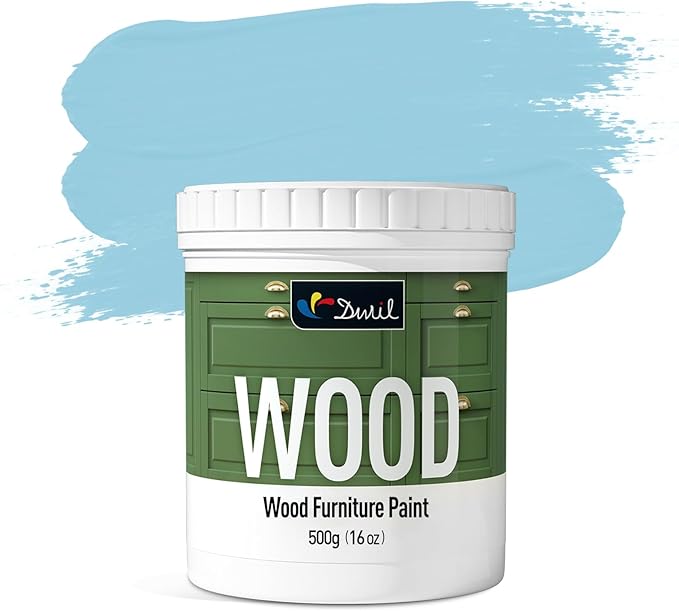 DWIL Matte Finish Furniture Paint - 16 Oz Wood Paint for Cabinets, Doors, Tables, and Dressers Refinishing - Water-Based, Non-Toxic & Odorless, Easy to Apply(Crystal Blue)-Without Tools